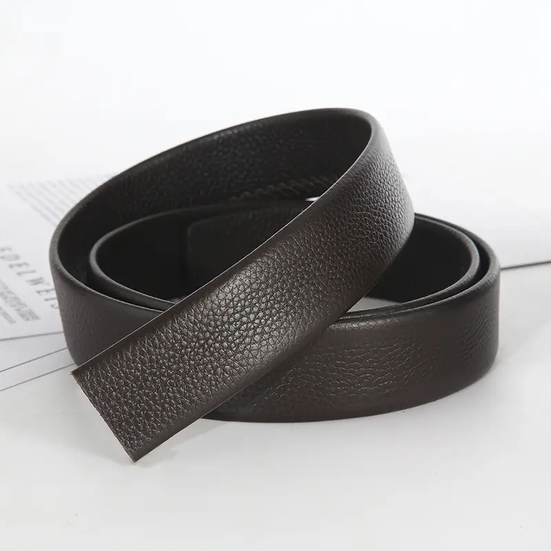 Men's Black Genuine Leather Belt with Automatic Buckle - Image 2