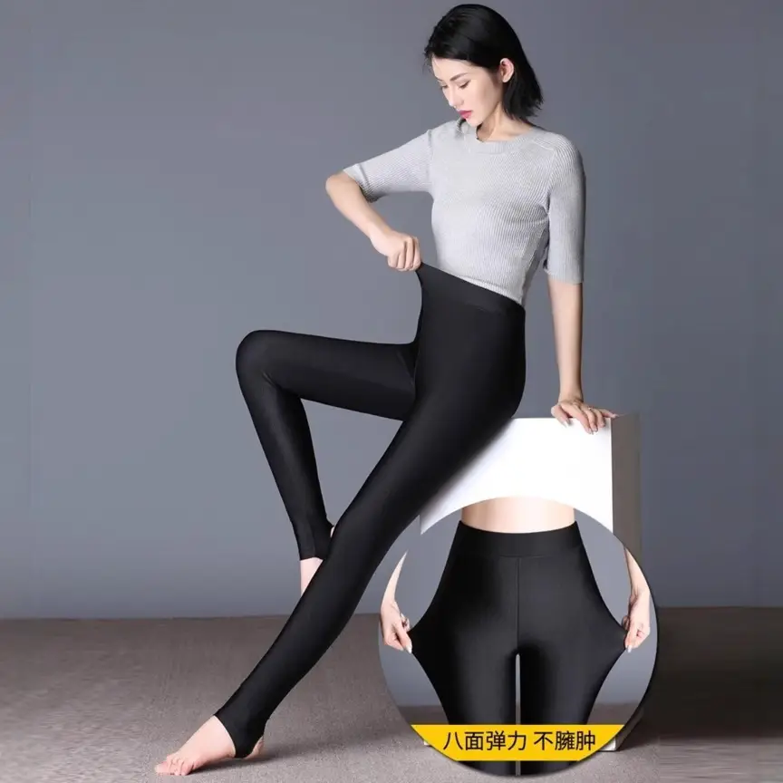 Women's Black High Waist Leggings Large Size - Image 6