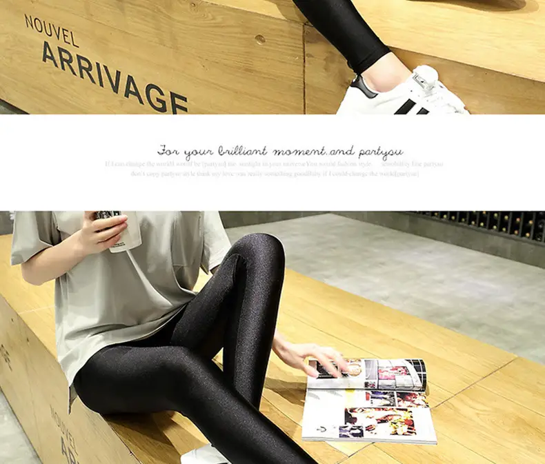 Women's Black High Waist Leggings Large Size — feature 21