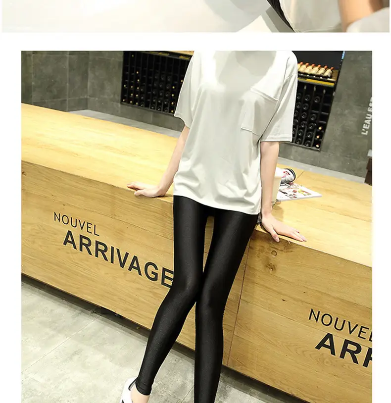 Women's Black High Waist Leggings Large Size — feature 23