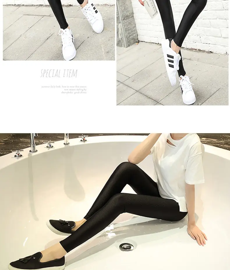 Women's Black High Waist Leggings Large Size — feature 24