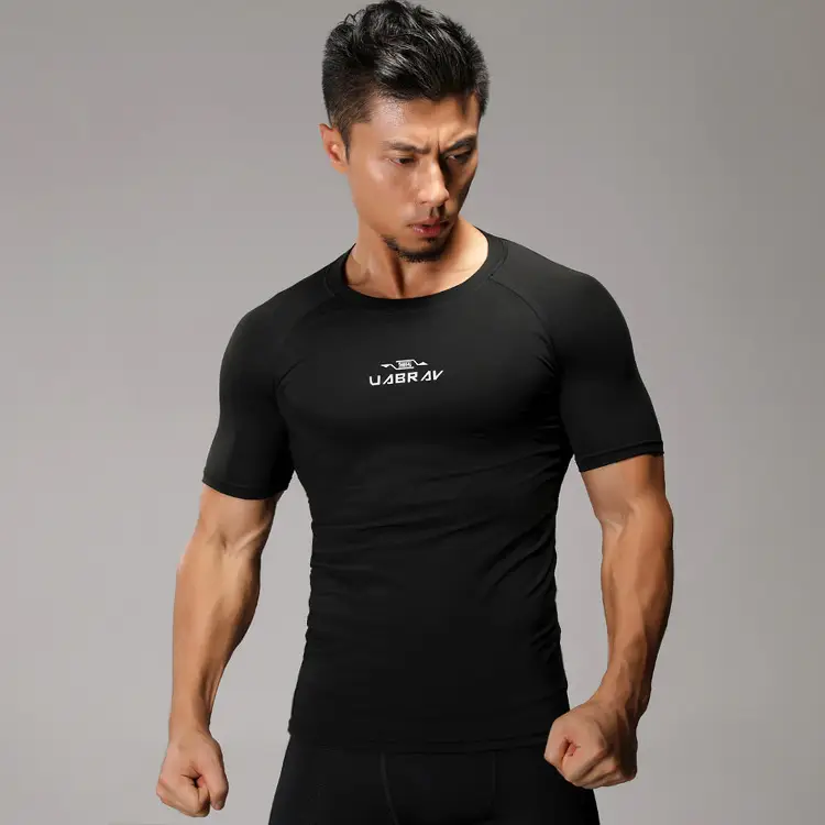 Men Black Compression T-Shirt Quick Dry Sports Training