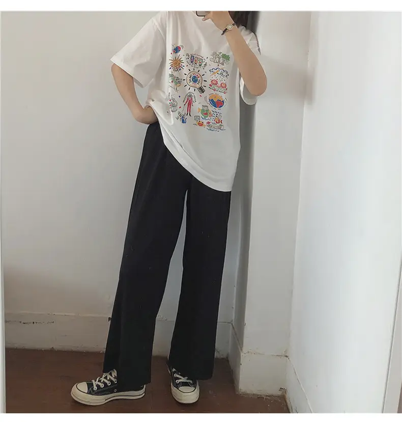 Women White Printed T-Shirt 2025 Summer Loose Fit β feature 5