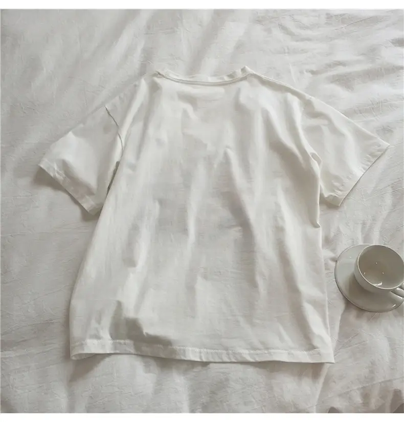 Women White Printed T-Shirt 2025 Summer Loose Fit β feature 9