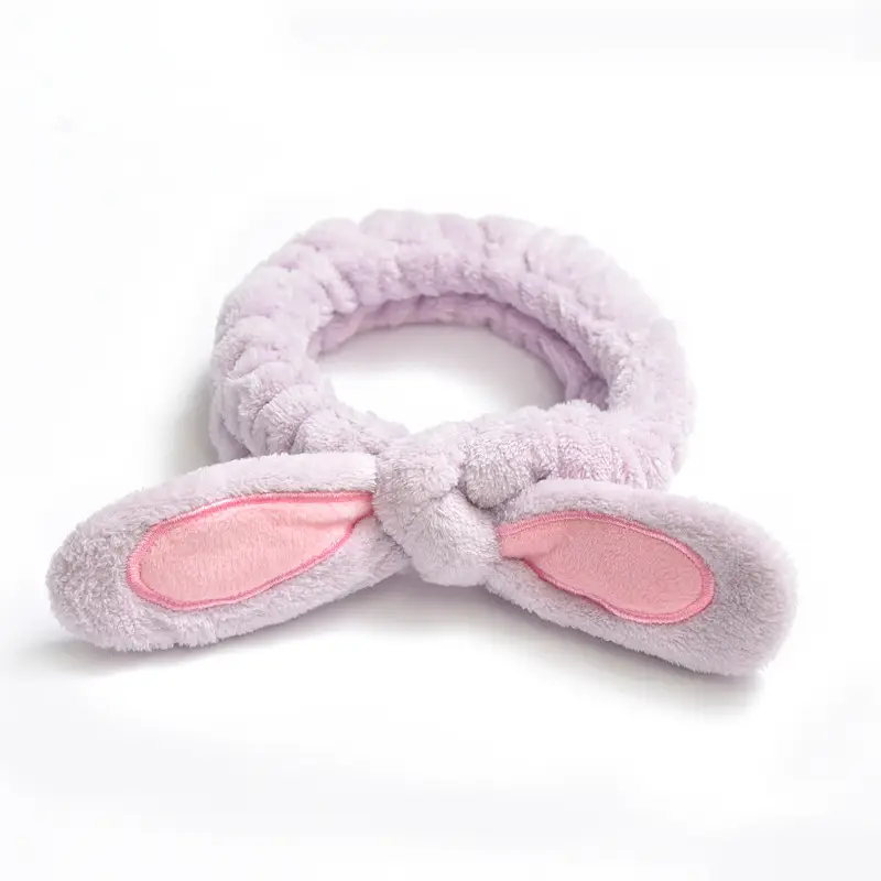 Plush Bow Hair Band for Girls White Blue Pom Pom