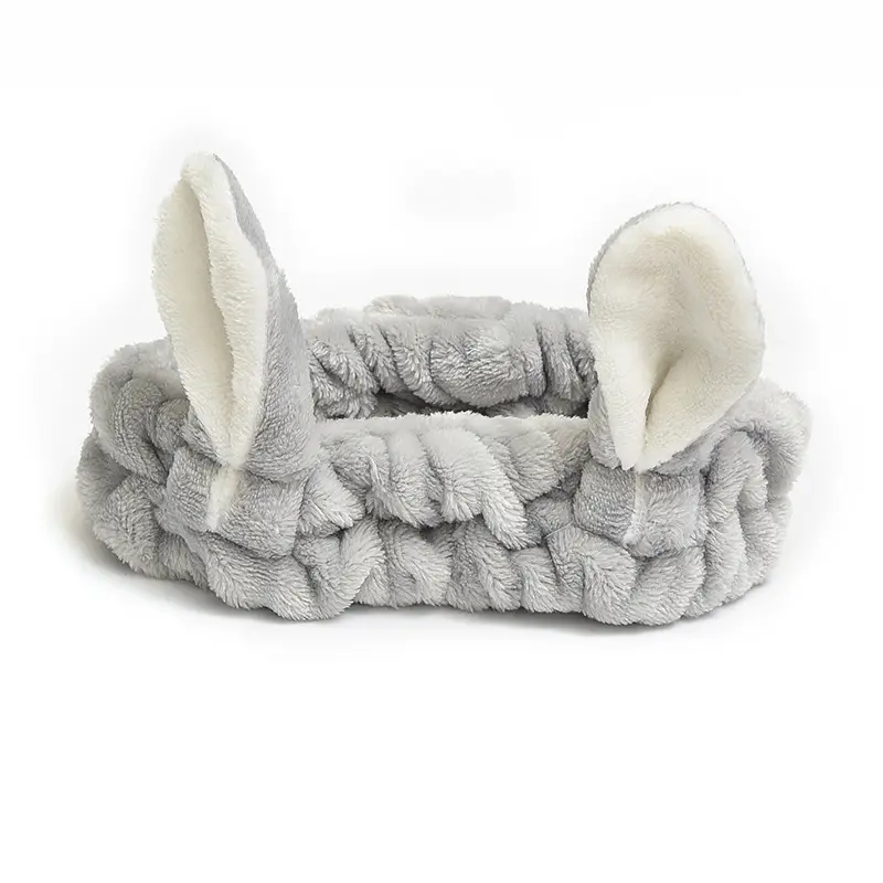 Plush Bow Hair Band for Girls White Blue Pom Pom