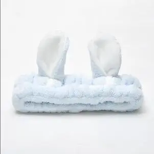 Plush Bow Hair Band for Girls White Blue Pom Pom
