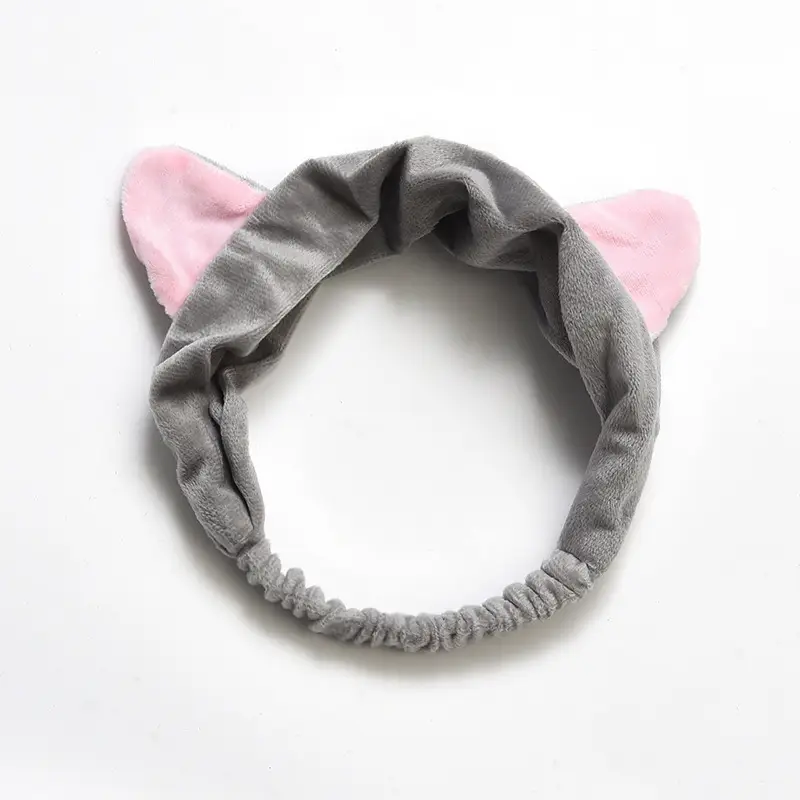 Plush Bow Hair Band for Girls White Blue Pom Pom