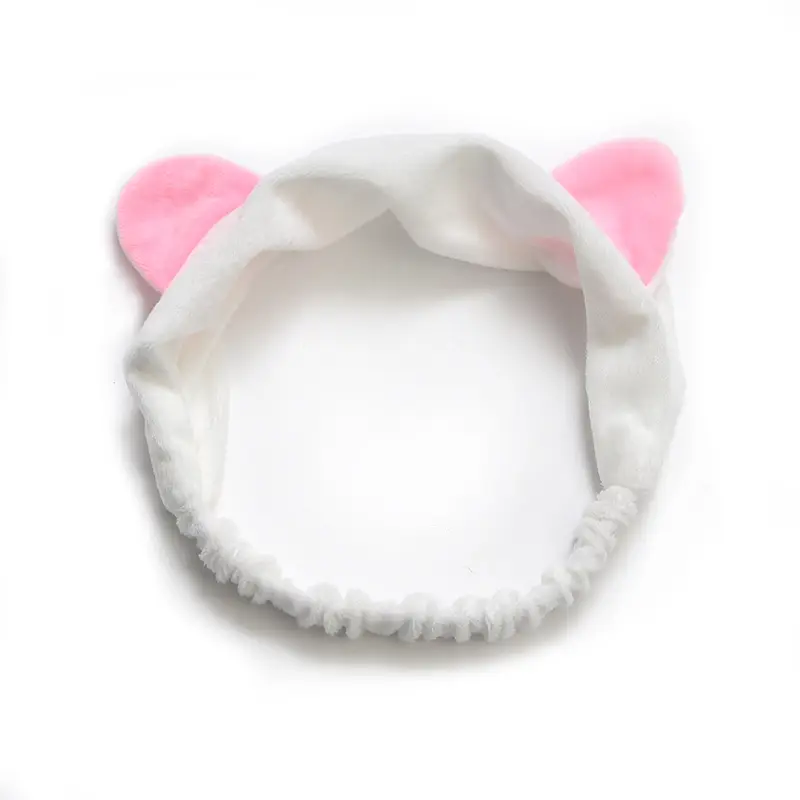 Plush Bow Hair Band for Girls White Blue Pom Pom
