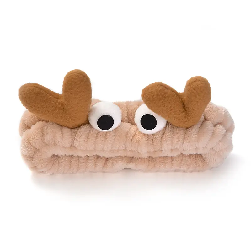 Plush Bow Hair Band for Girls White Blue Pom Pom