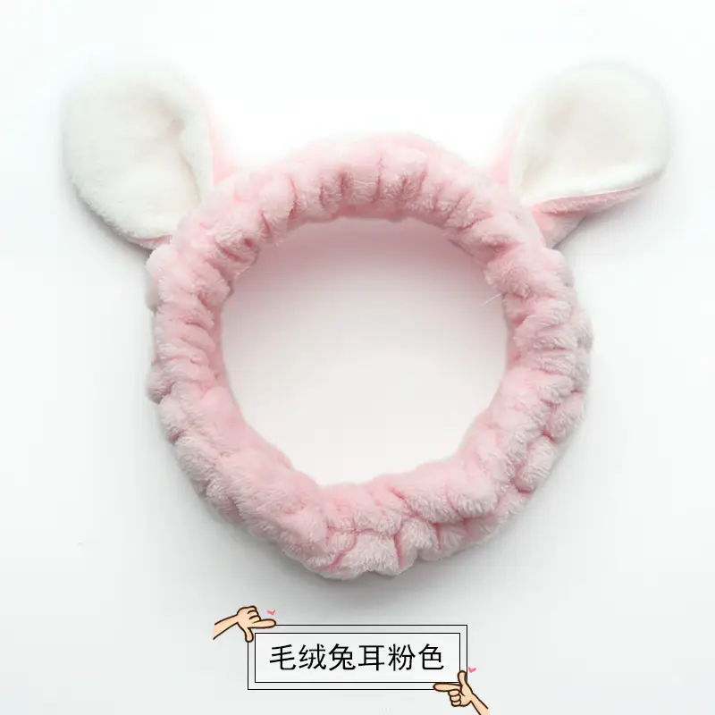 Plush Bow Hair Band for Girls White Blue Pom Pom