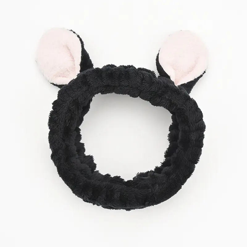 Plush Bow Hair Band for Girls White Blue Pom Pom