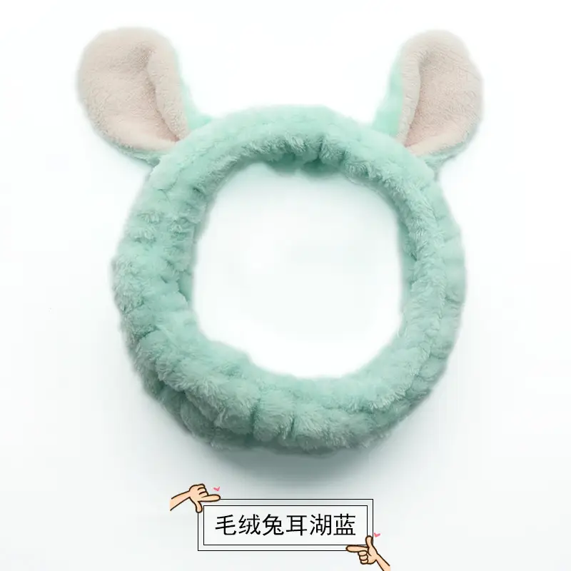 Plush Bow Hair Band for Girls White Blue Pom Pom