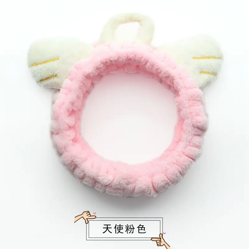 Plush Bow Hair Band for Girls White Blue Pom Pom