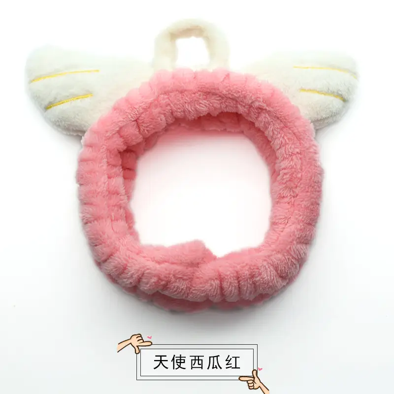 Plush Bow Hair Band for Girls White Blue Pom Pom