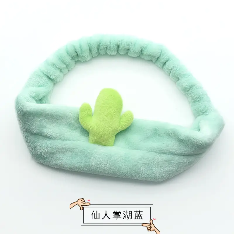 Plush Bow Hair Band for Girls White Blue Pom Pom