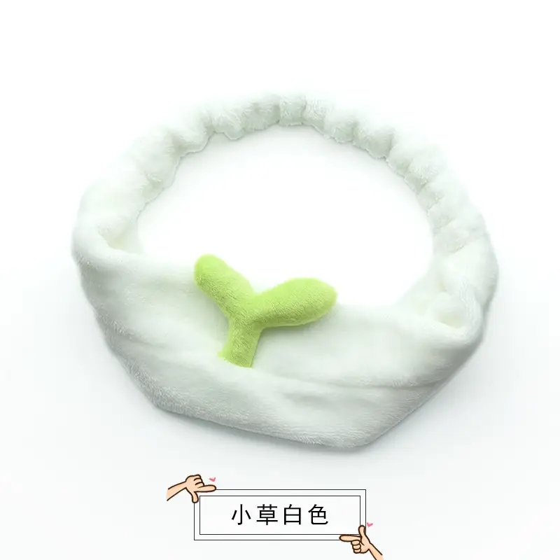 Plush Bow Hair Band for Girls White Blue Pom Pom