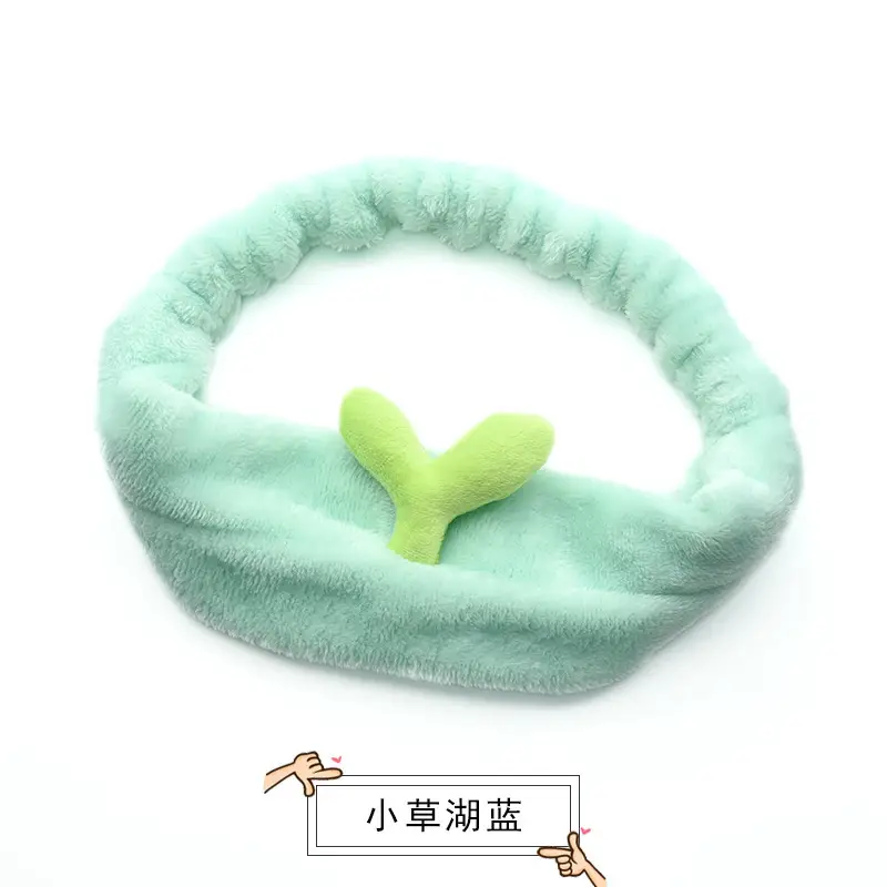 Plush Bow Hair Band for Girls White Blue Pom Pom