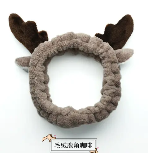 Plush Bow Hair Band for Girls White Blue Pom Pom