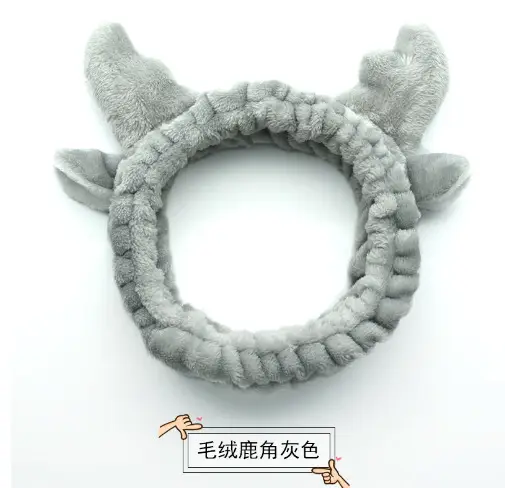 Plush Bow Hair Band for Girls White Blue Pom Pom