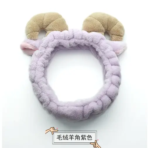 Plush Bow Hair Band for Girls White Blue Pom Pom