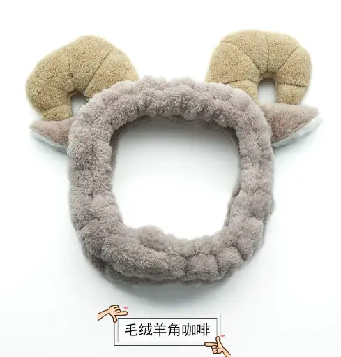 Plush Bow Hair Band for Girls White Blue Pom Pom