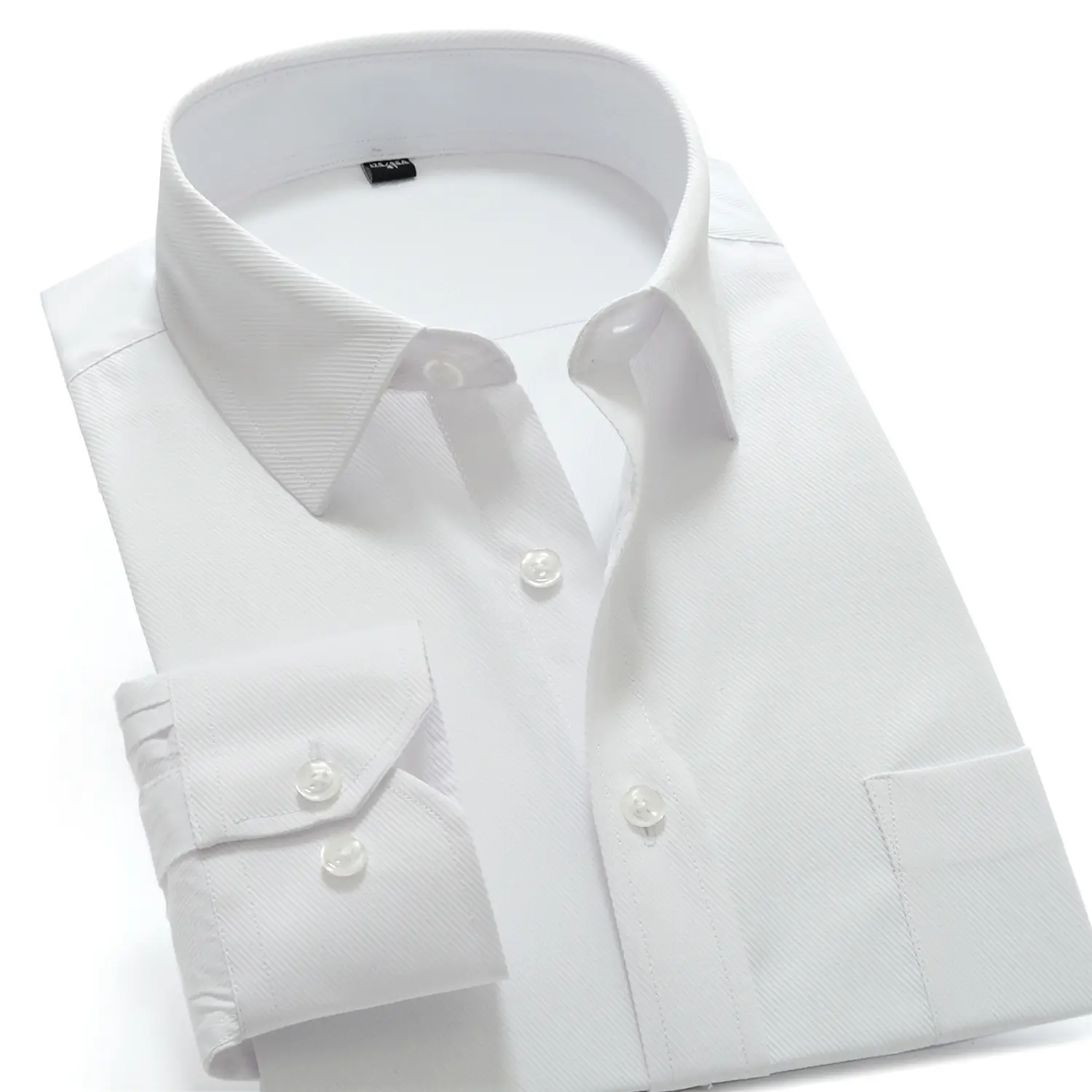 Golden Shield Men's Long Sleeve White Shirt with LOGO Embroidery