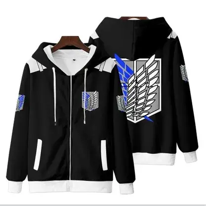 White Full Zip Hoodie with Gold Wing Design