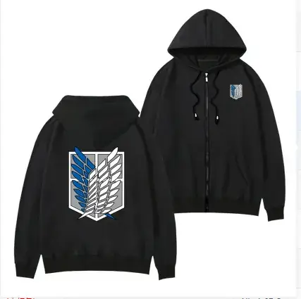 White Full Zip Hoodie with Gold Wing Design