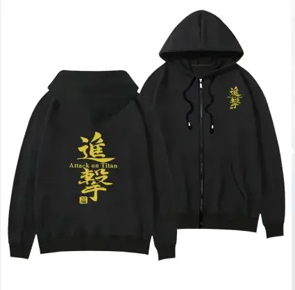 White Full Zip Hoodie with Gold Wing Design