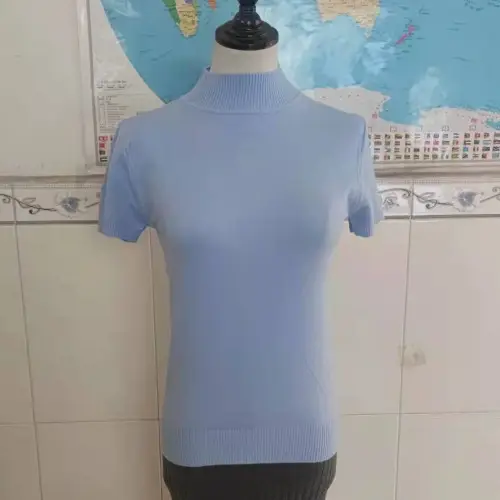 Women Half Turtleneck Knit Half Sleeve Vest Top - Image 9