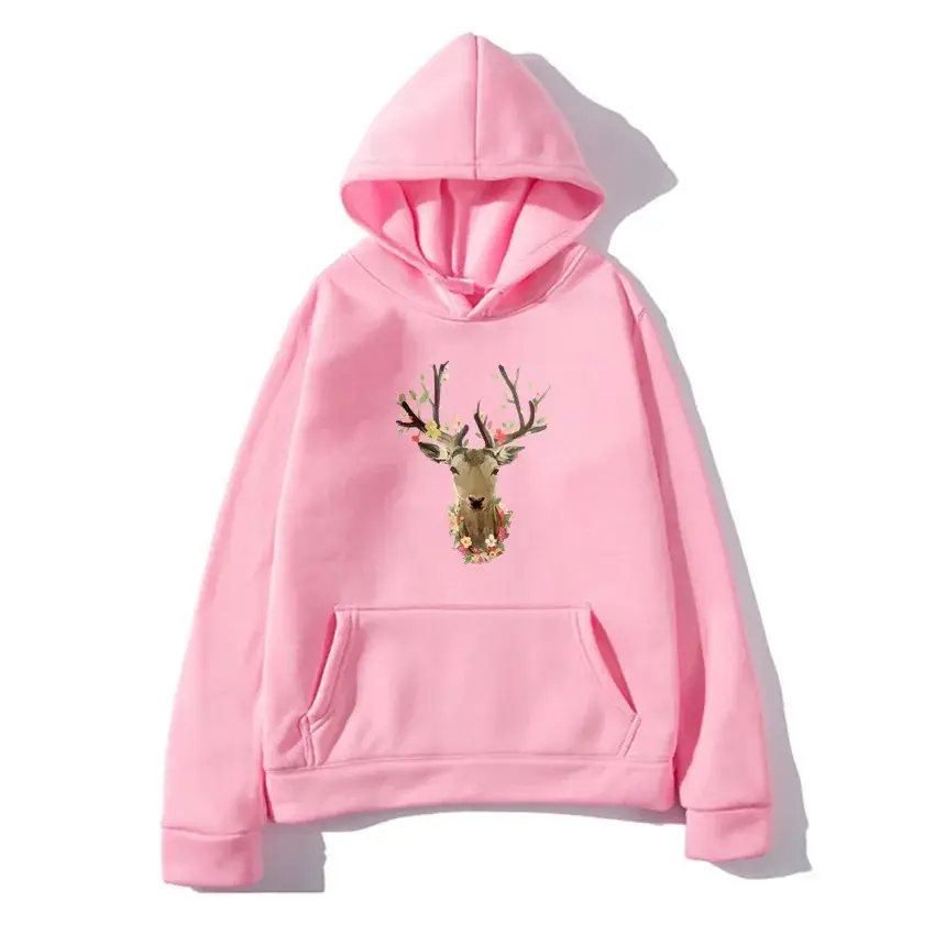 Men's Grey Deer Print Hoodie with Velvet Inner - Image 8