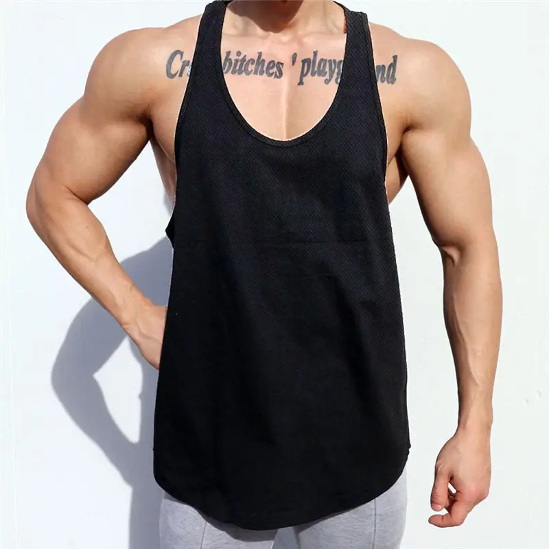 Men's Grey Mesh Bodybuilding Vest Summer Training Bottom - Image 6