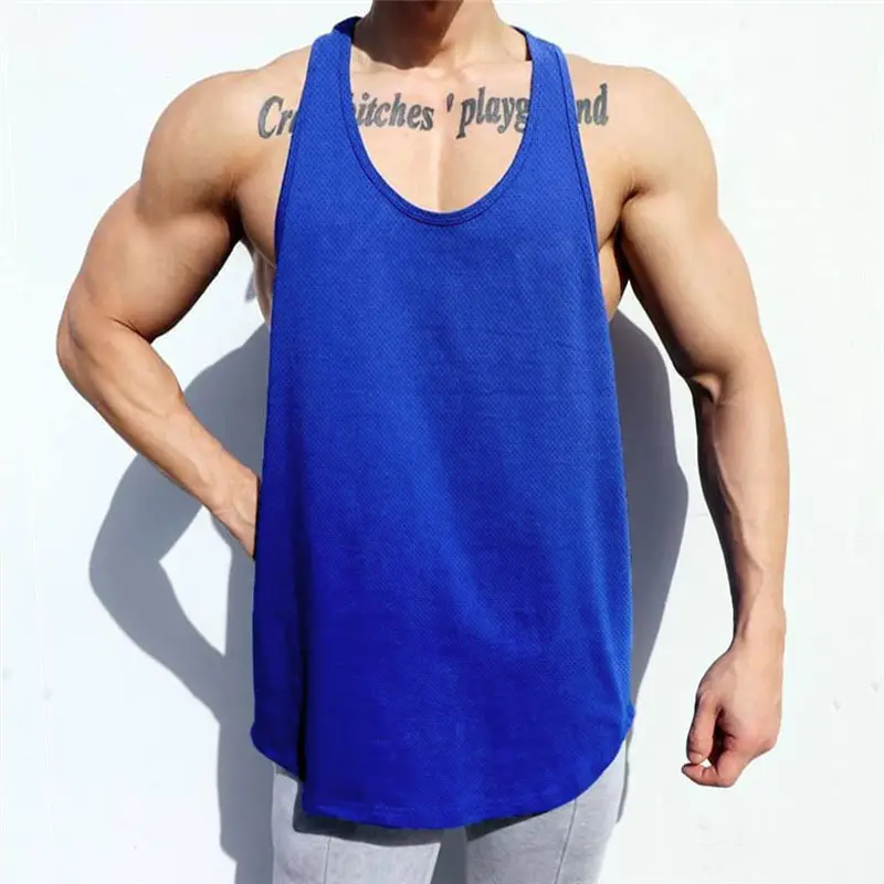 Men's Grey Mesh Bodybuilding Vest Summer Training Bottom - Image 7