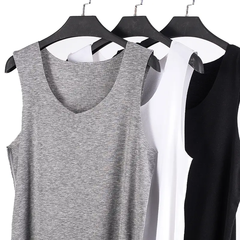 Men V-Neck Ice Silk Vest Black Slim Fit - Image 8