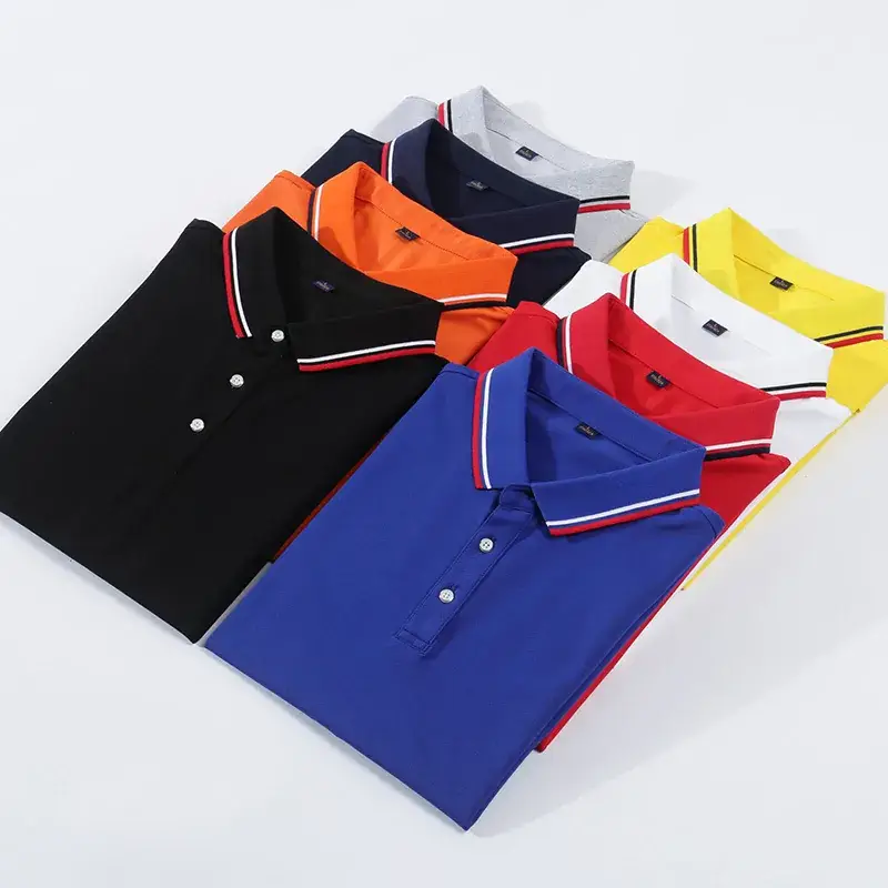 Men Yellow Polo T-Shirt Red White Trim