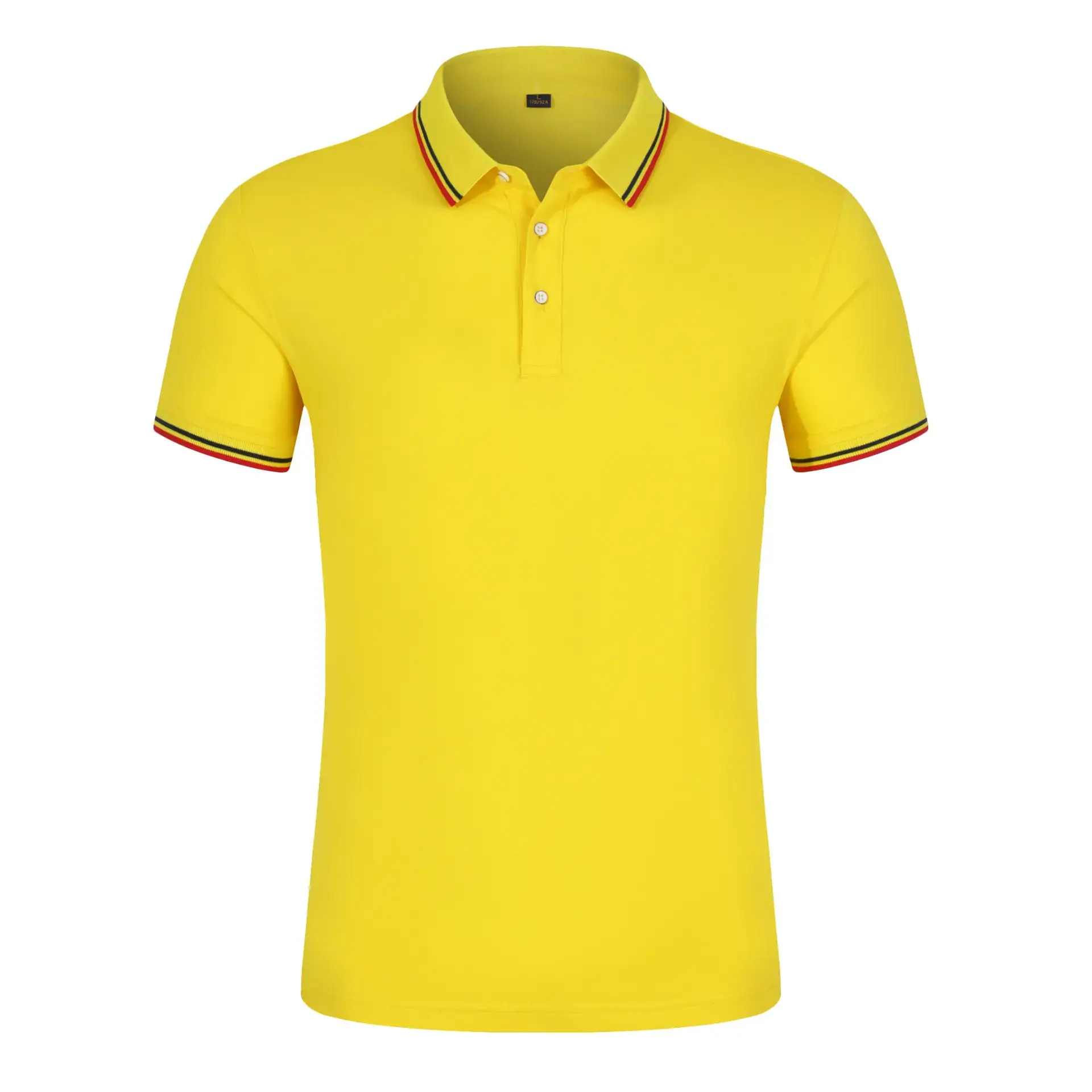 Men Yellow Polo T-Shirt Red White Trim