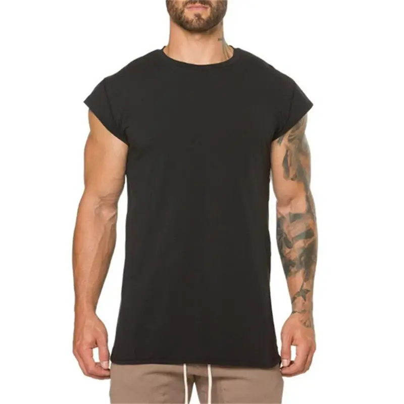 Men's White Cotton Sleeveless Gym T-Shirt - Image 3