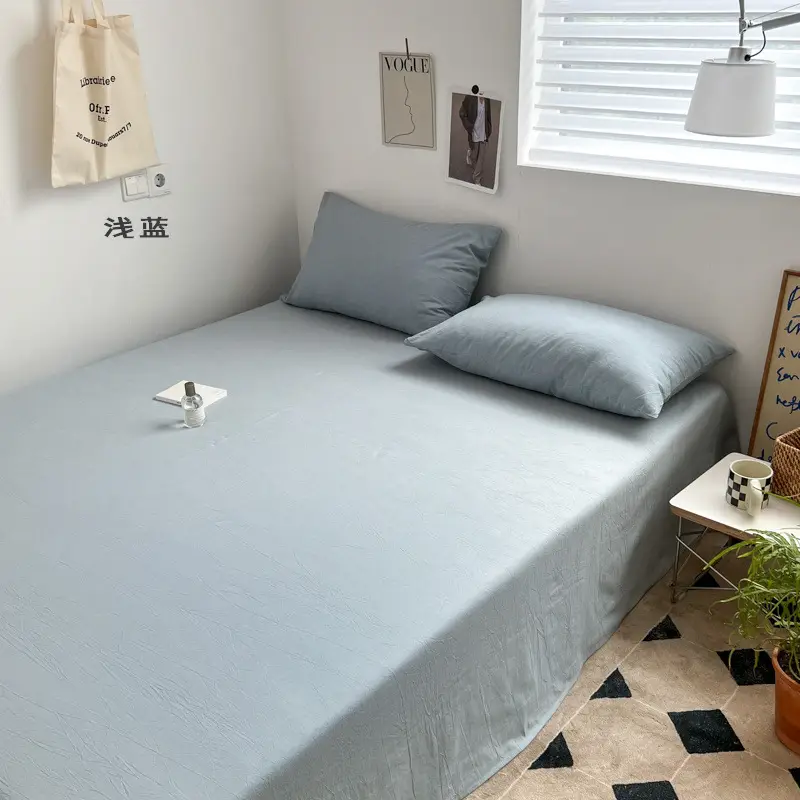 Japanese-Style Muji Bed Sheet, Single Piece, Pure Cotton, Double Bed, Nordic Style, Solid Color, Single Bed, All-Cotton Duvet Cover, Simple Design