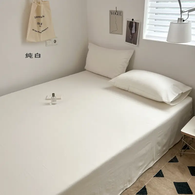 Japanese-Style Muji Bed Sheet, Single Piece, Pure Cotton, Double Bed, Nordic Style, Solid Color, Single Bed, All-Cotton Duvet Cover, Simple Design