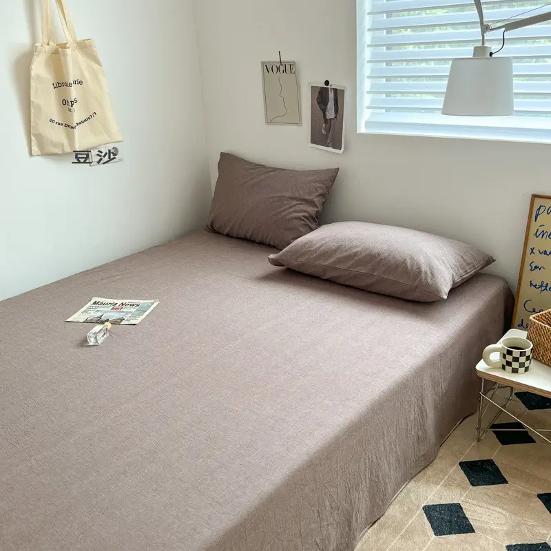 Japanese-Style Muji Bed Sheet, Single Piece, Pure Cotton, Double Bed, Nordic Style, Solid Color, Single Bed, All-Cotton Duvet Cover, Simple Design