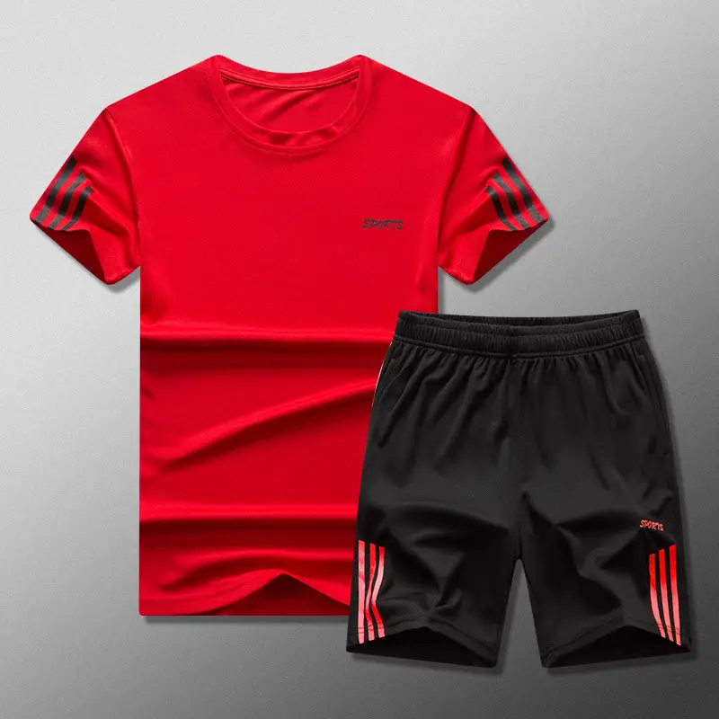 Men Black Three-Stripes Sports Shorts Set - Image 10