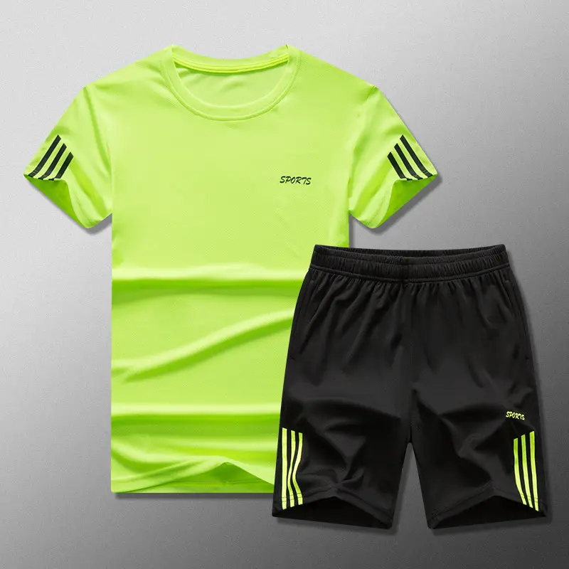 Men Black Three-Stripes Sports Shorts Set - Image 4