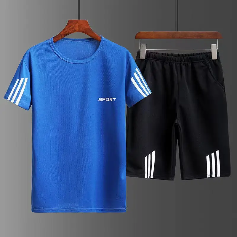 Men Black Three-Stripes Sports Shorts Set - Image 6