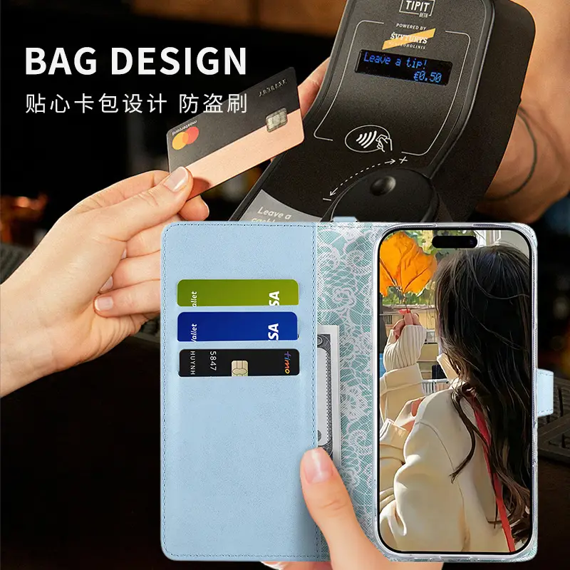 White Leather Phone Case with Magnetic Suction & Tassel - Image 9