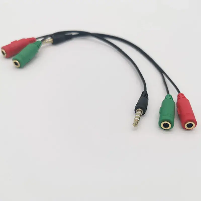 3.5mm Audio Adapter Red Green 2-in-1 Headset Microphone - Image 3