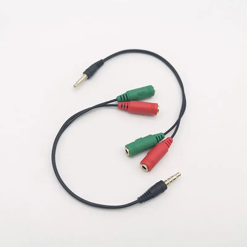3.5mm Audio Adapter Red Green 2-in-1 Headset Microphone - Image 4