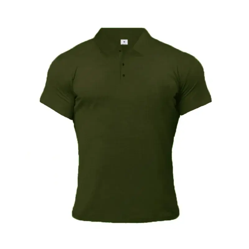 Men's Light Gray Cotton Polo Shirt Button Lapel Summer - Image 5