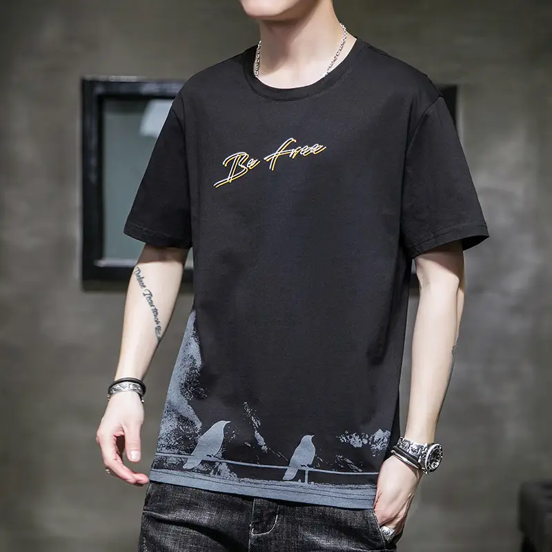 Men White Graphic T-Shirt Slim Fit Summer Casual - Image 4