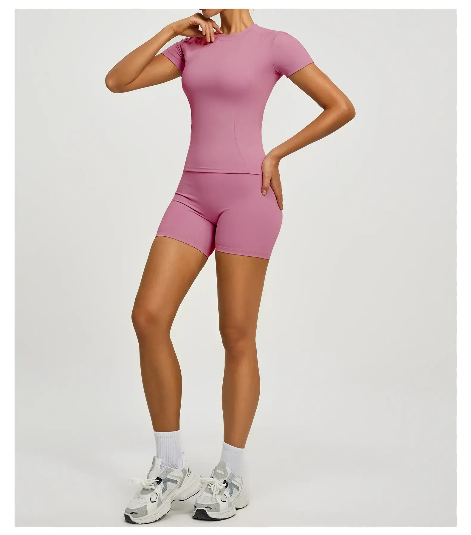 Pink Tight Fitting Women's T-Shirt for Running & Yoga — feature 24